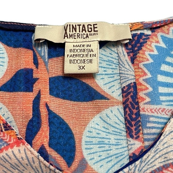 Vintage America Women’s Plus Size Boho Top with Bell Sleeves Size 3X - Picture 9 of 12